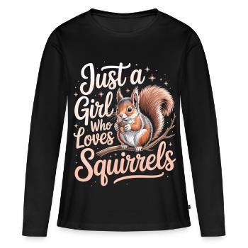 Süßes Eichhörnchen T-Shirt für Mädchen - Frauen Premium Bio Langarmshirt - Schwarz - Vorne - Julia (174cm)