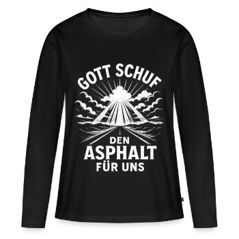 Dieu a créé l’asphalte - T-shirt manches longues Premium bio Femme - noir - Devant - Julia (174cm)