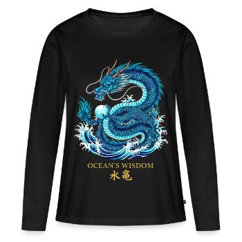 Ocean Dragon | Ocean's Wisdom - Women's Premium Organic Long Sleeve Shirt - black - Front - Julia (174cm)