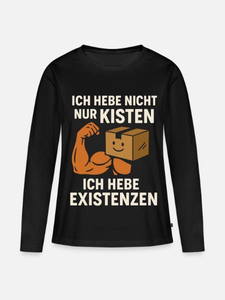 Ich hebe Existenzen Umzug Umzugshelfer  - Frauen Premium Bio Langarmshirt - Schwarz
