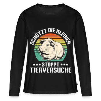Animaux PROTÈGE LES PLUS PETITS ARRÊTE L’EXPÉRIMENTATION ANIMALE - T-shirt manches longues Premium bio Femme - noir - Devant - Julia (174cm)