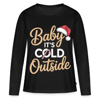 Bébé il fait froid dehors T-shirt de Noël - T-shirt manches longues Premium bio Femme - noir - Devant - Julia (174cm)