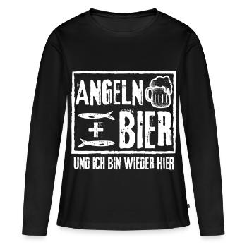 PÊCHE ET BIÈRE ET JE SUIS DE RETOUR ICI - T-shirt manches longues Premium bio Femme - noir - Devant - Julia (174cm)
