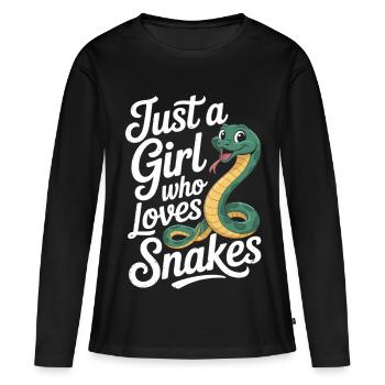 Snake Lover Shirt für Herp Girls und Reptilienfans - Frauen Premium Bio Langarmshirt - Schwarz - Vorne - Julia (174cm)