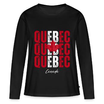 Québec Canada, j’adore le Québec - T-shirt manches longues Premium bio Femme - noir - Devant - Julia (174cm)
