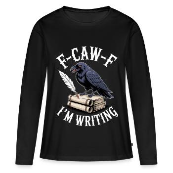 Raven quill and scrolls - Women's Premium Organic Long Sleeve Shirt - black - Front - Julia (174cm)