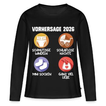 Bientôt maman PRÉDICTION 2026 Drôle - T-shirt manches longues Premium bio Femme - noir - Devant - Julia (174cm)