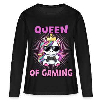 Queen of gaming - unicorn - Women's Premium Organic Long Sleeve Shirt - black - Front - Julia (174cm)
