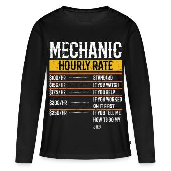 Mécanicien Taux horaire Mécanicien automobile Taux de main-d’œuvre - T-shirt manches longues Premium bio Femme - noir - Devant - Julia (174cm)