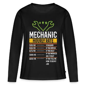 Mécanicien Taux horaire Mécanicien automobile Taux de main-d’œuvre - T-shirt manches longues Premium bio Femme - noir - Devant - Julia (174cm)