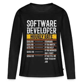 Software Developer Hourly Rate Software Developer - Frauen Premium Bio Langarmshirt - Schwarz - Vorne - Julia (174cm)