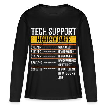 Support technique Taux horaire Programmeur Technique - T-shirt manches longues Premium bio Femme - noir - Devant - Julia (174cm)