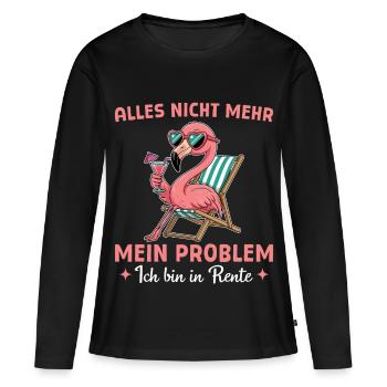 Collègue Départ à la retraite - Flamant rose dans un transat - T-shirt manches longues Premium bio Femme - noir - Devant - Julia (174cm)