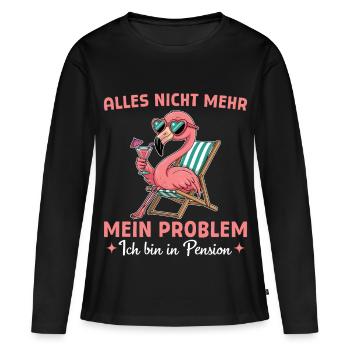 Collègue Pension Farewell - Flamant rose dans un transat - T-shirt manches longues Premium bio Femme - noir - Devant - Julia (174cm)