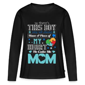 My heart belongs to my son - Women's Premium Organic Long Sleeve Shirt - black - Front - Julia (174cm)
