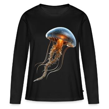 Méduse Méduse de feu Méduse Méduse mignonne - T-shirt manches longues Premium bio Femme - noir - Devant - Julia (174cm)