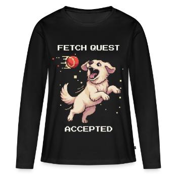 Fetch-Quest angenommen | Hund spielt Ball - Frauen Premium Bio Langarmshirt - Schwarz - Vorne - Julia (174cm)