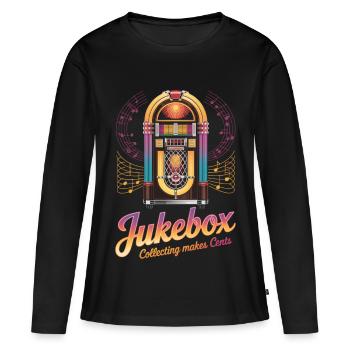 Collectionneurs de juke-box La collection de juke-box rapporte des centimes - T-shirt manches longues Premium bio Femme - noir - Devant - Julia (174cm)