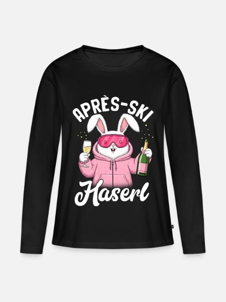 Apres Ski Haserl - Frauen Premium Bio Langarmshirt - Schwarz