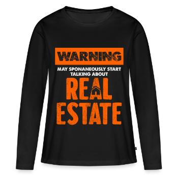 Avertissement Immobilier Sujet de conversation - T-shirt manches longues Premium bio Femme - noir - Devant - Julia (174cm)