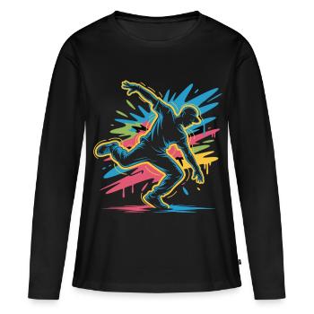 Streetdance Beat – Urban DJ Music Design - T-shirt manches longues Premium bio Femme - noir - Devant - Julia (174cm)