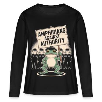 Les amphibiens contre l’autorité Portland - T-shirt manches longues Premium bio Femme - noir - Devant - Julia (174cm)
