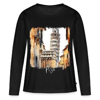 Aquarelle de Pise, Pise Italie - T-shirt manches longues Premium bio Femme - noir - Devant - Julia (174cm)