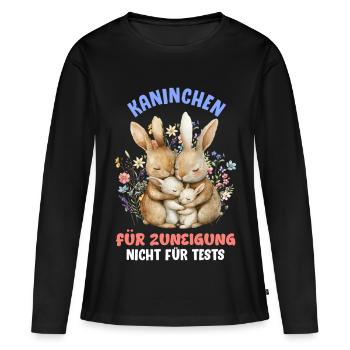 Bien-être animal LAPINS POUR L’ADDICTION PAS POUR LES TESTS - T-shirt manches longues Premium bio Femme - noir - Devant - Julia (174cm)