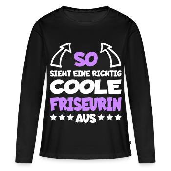 Vraiment cool Métier de coiffeur Drôle de dicton - T-shirt manches longues Premium bio Femme - noir - Devant - Julia (174cm)