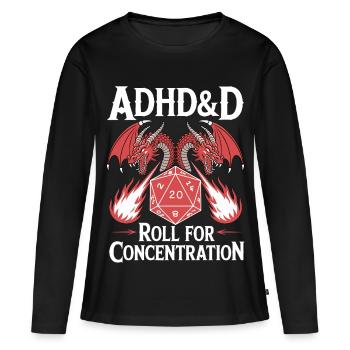 Rouleau pour la concentration TDAH - T-shirt manches longues Premium bio Femme - noir - Devant - Julia (174cm)