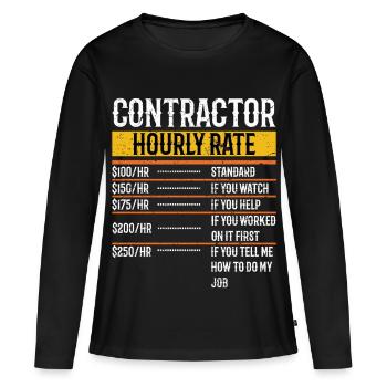 Entrepreneur drôle Taux horaire Homme à tout faire Taux de main-d’œuvre - T-shirt manches longues Premium bio Femme - noir - Devant - Julia (174cm)