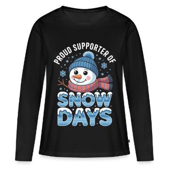 Proud Supporter Of Snow Days Snow Day Winter - Frauen Premium Bio Langarmshirt - Schwarz - Vorne - Julia (174cm)