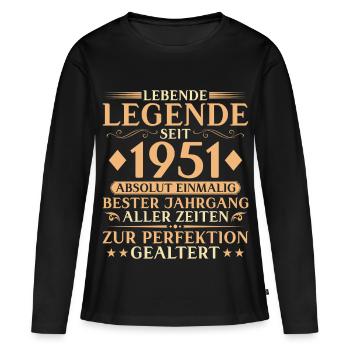 Vintage 1951 Birthday 75 Years Gift - Women's Premium Organic Long Sleeve Shirt - black - Front - Julia (174cm)