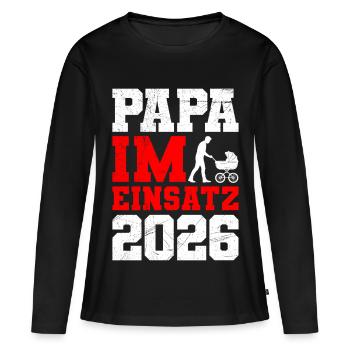 Vaterschaft PAPA IM EINSATZ 2026 LUSTIG - Frauen Premium Bio Langarmshirt - Schwarz - Vorne - Julia (174cm)