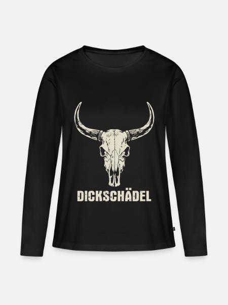 Stierkopf Schädel mit Hörnern - Dickschädel - Frauen Premium Bio Langarmshirt - Schwarz
