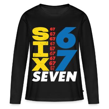 Six Sept, 67 - T-shirt manches longues Premium bio Femme - noir - Devant - Julia (174cm)