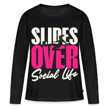 Glisse sur la vie sociale des filles de football - T-shirt manches longues Premium bio Femme - noir - Devant - Julia (174cm)