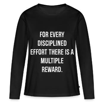Für jede disziplinierte Anstrengung gibt es ein Vielfaches - Frauen Premium Bio Langarmshirt - Schwarz - Vorne - Julia (174cm)