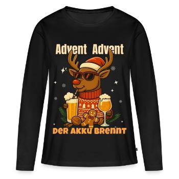 Advent Advent – Der Akku Brennt | Lustiges Weihnac - Frauen Premium Bio Langarmshirt - Schwarz - Vorne - Julia (174cm)