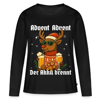 Advent Advent – Der Akku brennt Rentier - Frauen Premium Bio Langarmshirt - Schwarz - Vorne - Julia (174cm)