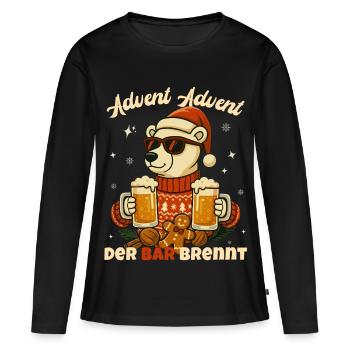 Advent Advent – Der Bär brennt - Frauen Premium Bio Langarmshirt - Schwarz - Vorne - Julia (174cm)