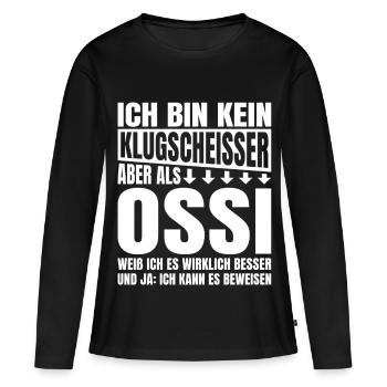 Je ne suis pas un petit malin d’Ossi - T-shirt manches longues Premium bio Femme - noir - Devant - Julia (174cm)