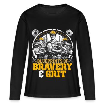 Mécanique militaire Bravoure et courage - T-shirt manches longues Premium bio Femme - noir - Devant - Julia (174cm)