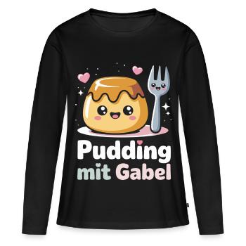 Pudding with fork - Women's Premium Organic Long Sleeve Shirt - black - Front - Julia (174cm)