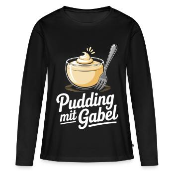 Pudding with fork - Women's Premium Organic Long Sleeve Shirt - black - Front - Julia (174cm)