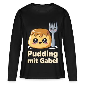 Pudding à la fourchette - T-shirt manches longues Premium bio Femme - noir - Devant - Julia (174cm)