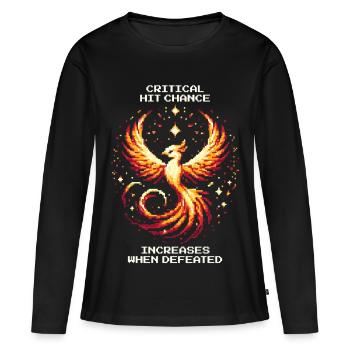 Les chances de coup critique augmentent après une défaite | RPG Roguelike - T-shirt manches longues Premium bio Femme - noir - Devant - Julia (174cm)