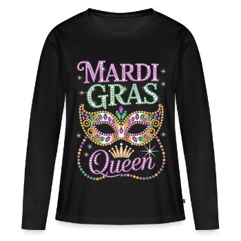 Mardi Gras Queen Masken Shirt - Frauen Premium Bio Langarmshirt - Schwarz - Vorne - Julia (174cm)