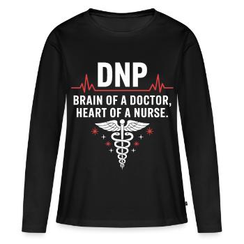 DNP Soignant Cerveau Cœur - T-shirt manches longues Premium bio Femme - noir - Devant - Julia (174cm)
