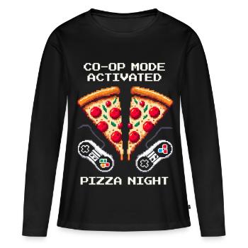 Co-Op aktiviert: Pizzanacht | Multiplayer Gaming - Frauen Premium Bio Langarmshirt - Schwarz - Vorne - Julia (174cm)